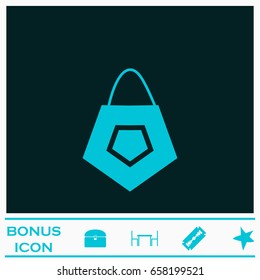 Bag icon flat. Blue pictogram on dark background. Vector illustration symbol and bonus icons
