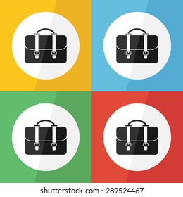 bag icon ( flat design ) on different color background ( Back to school or Business concept )