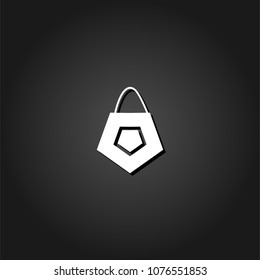 Bag icon flat. Simple White pictogram on black background with shadow. Vector illustration symbol