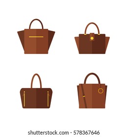 Bag icon isolated on white background. Women bags collection. Flat vector illustration design. 
