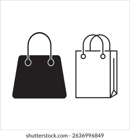 Bag icon in line and flat style