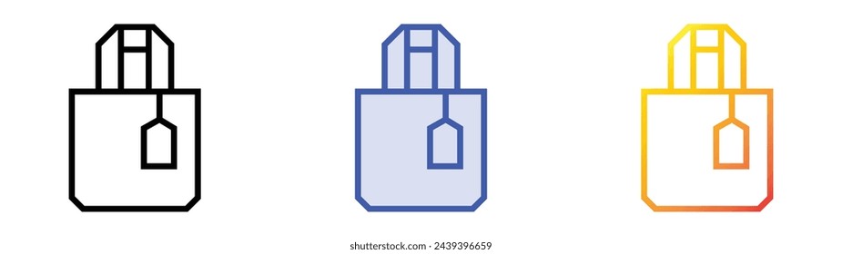 bag icon. Linear, Blue Fill and Gradient Style Design Isolated On White Background
