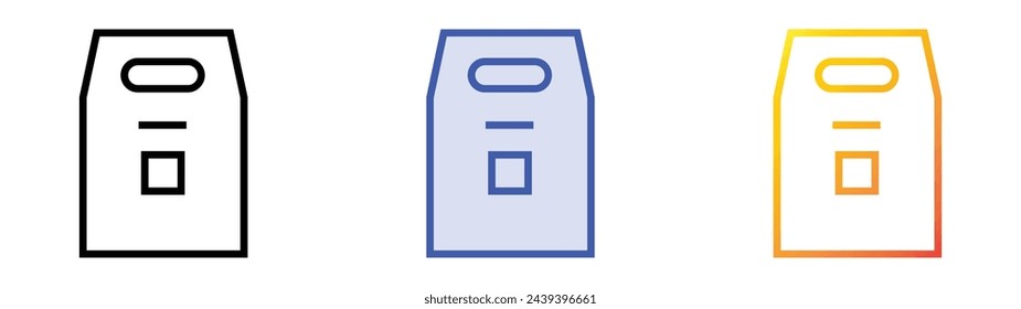 bag icon. Linear, Blue Fill and Gradient Style Design Isolated On White Background