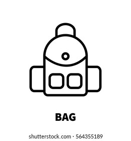 Bag icon or logo in modern line style. High quality black outline pictogram for web site design and mobile apps. Vector illustration on a white background.