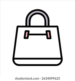 bag icon modern art illustration design black and white silhouette with bold outline 