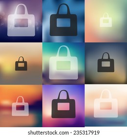 bag icon on blurred background