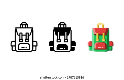 Bag icon. With outline, glyph, and flat style