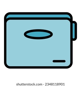 Bag icon outline vector. Cosmetic makeup. Zipper case color flat