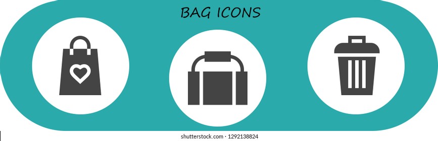  bag icon set. 3 filled bag icons. Simple modern icons about  - Gift bag, Gym bag, Trash