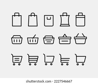 bag icon set draw artwork daily work art design illustration