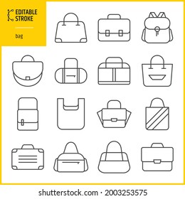 Tag-Symbol im bearbeitbaren Strichstil eingestellt. Sammlung von Vektorzeichen und Symbolen.