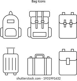 bag icon set isolated on white background. bag icon thin line outline linear bag symbol for logo, web, app, UI. icon simple sign. bag icon flat vector illustration