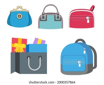 bag icon set : shopping, hand bag, school .