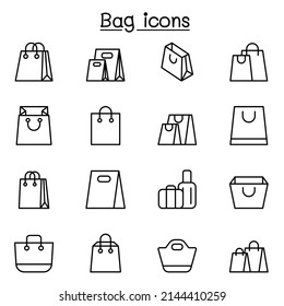 Bag icon set in thin line style