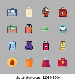 bag icon set. vector set about turtle, sleeping bag, box and shopping bag icons set.