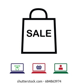 bag icon, stock vector illustration flat design style