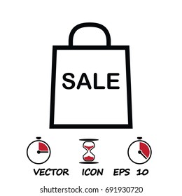 bag icon, stock vector illustration flat design style