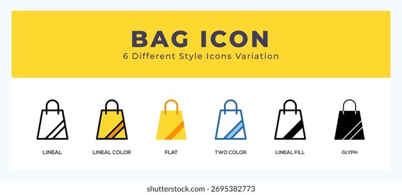 Bag icon symbol. isolated. vector illustration with different styles