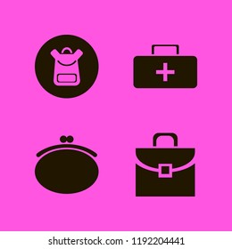 bag icon. bag vector icons set purse, school book bag, briefcase and first aid bag
