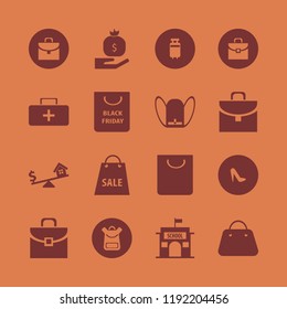 bag icon. bag vector icons set briefcase, women shoes, school and money bag hand