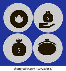 bag icon. bag vector icons set purse, money bag hand and money bag