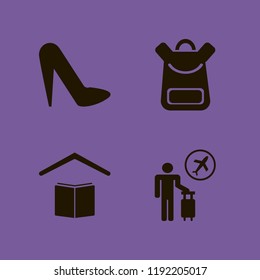 bag icon. bag vector icons set school, school book bag, tourist flying and women shoes