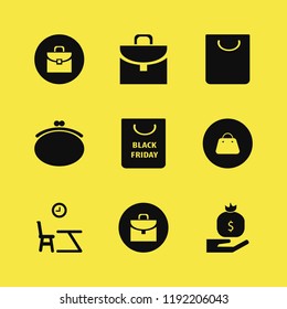 bag icon. bag vector icons set money bag hand, purse, handbag and lesson begining