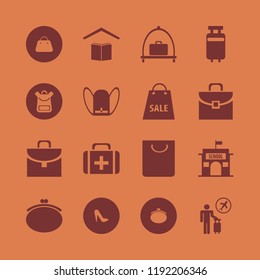 bag icon. bag vector icons set briefcase, first aid bag, women shoes and baggage cart