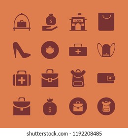 bag icon. bag vector icons set women shoes, purse, money bag and school