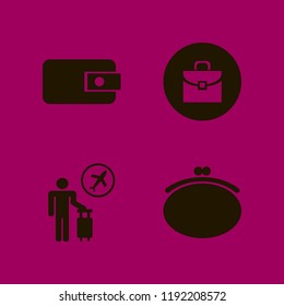 bag icon. bag vector icons set briefcase, purse and tourist flying