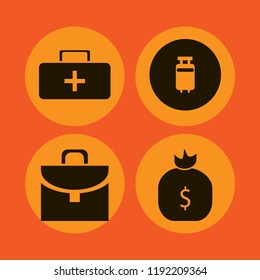 bag icon. bag vector icons set briefcase, travelling luggage, money bag and first aid bag