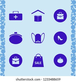 bag icon. bag vector icons set briefcase, first aid bag, school and women shoes