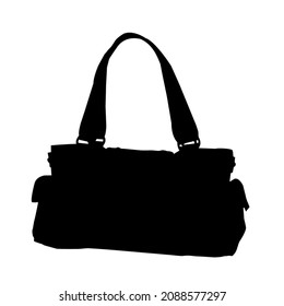 Bag icon vector. Ladies hand bag vector icon fashion and shopping. Black vector.