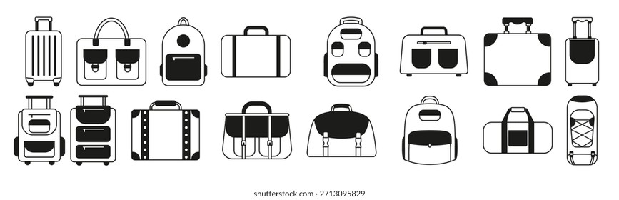 bag icon vector set backpack illustration sign collection