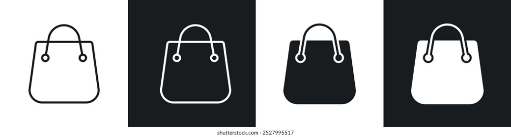 Bag icon vector icon set black filled and outlined style.