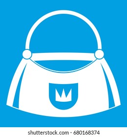 Bag icon white isolated on blue background vector illustration