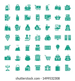bag icons. Editable 49 bag icons. Included icons such as Money, Shopping bag, Shop, Store, Wallet, Purse, Sprout, First aid kit, Backpack, Shopping cart. trendy icons for web.