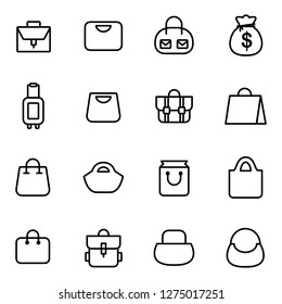 Bag icons pack. Isolated bag symbols collection. Graphic icons element