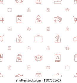 bag icons pattern seamless white background. Included editable line shopping sale, case, seed bag, money sack, backpack, luggage, credit card in hand icons. bag icons for web and mobile.