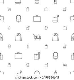 bag icons pattern seamless white background. Included editable line case, luggage, boxing bag, shopping bag, luggage weight, trash money sack icons. icons for web and mobile.