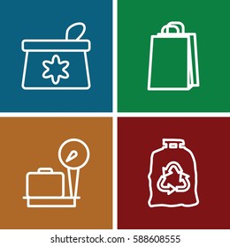 bag icons set. Set of 4 bag outline icons such as 