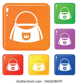 Bag icons set collection vector 6 color isolated on white background
