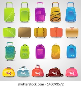 Bag Icons Set - Isolated On Gray Background - Vector Illustration, Graphic Design Editable For Your Design