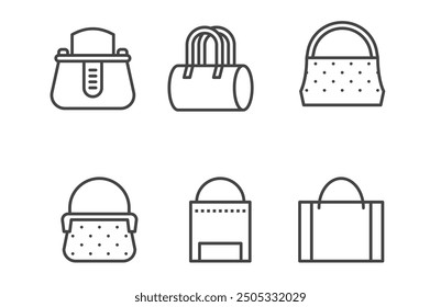 Bag icons set on white. vector. editable	