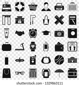 Bag icons set. Simple style of 36 bag vector icons for web for any design