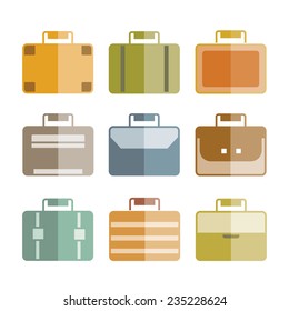bag icons set, suitcase icons