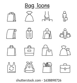 Bag icons set in thin line style