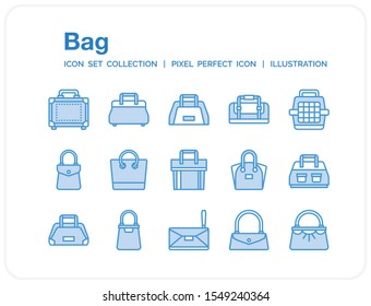 Bag Icons Set. UI Pixel Perfect Well-crafted Vector Thin Line Icons. The illustrations are a vector.