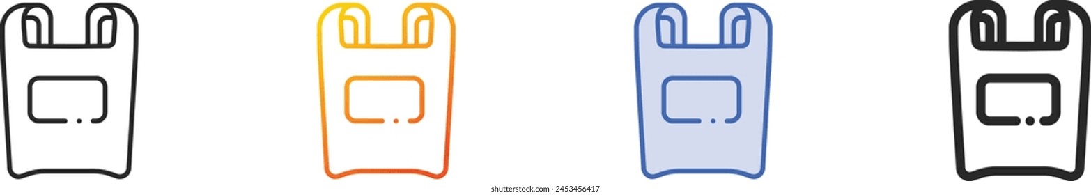 Icono de la bolsa. Diseño lineal delgado, degradado, trazo azul y estilo audaz aislado sobre fondo blanco