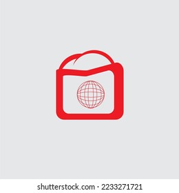 bag illustration logo vector there is a global circle inside